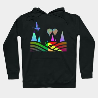 Fantasy Landscape with Flying Balloons Hoodie